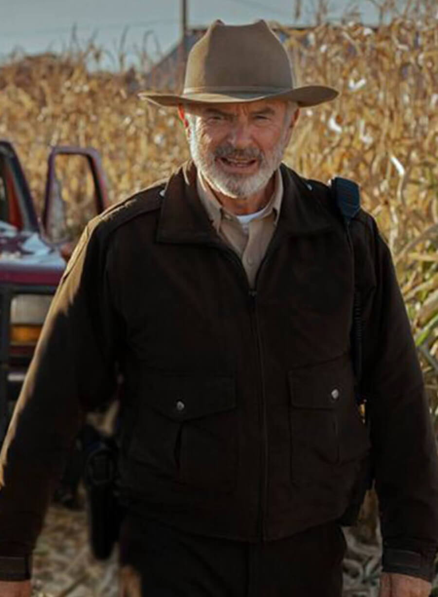 Invasion 2021 Sam Neill Brown Jacket