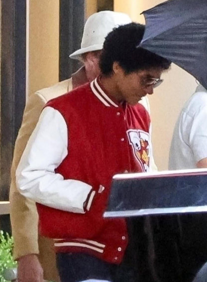Jaafar Jackson Michael 2025 Red Varsity Jacket