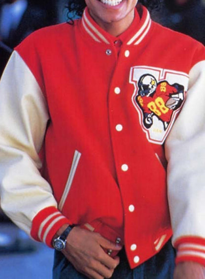 Jaafar Jackson Michael 2025 Red Varsity Jacket