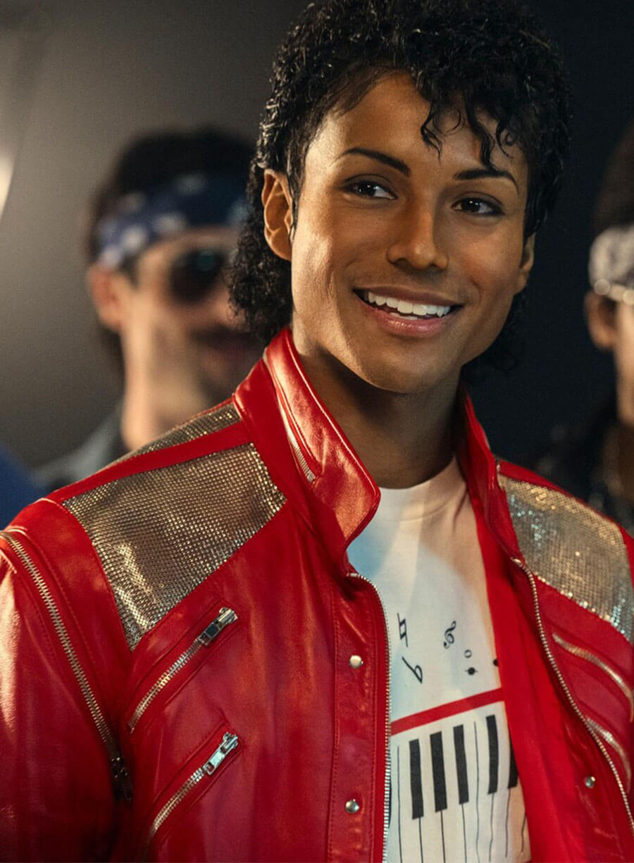 Jaafar Jackson Michael 2026 Red Leather Jacket