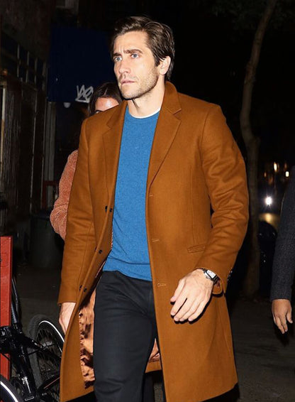 Jake Gyllenhaal Brown Wool Coat