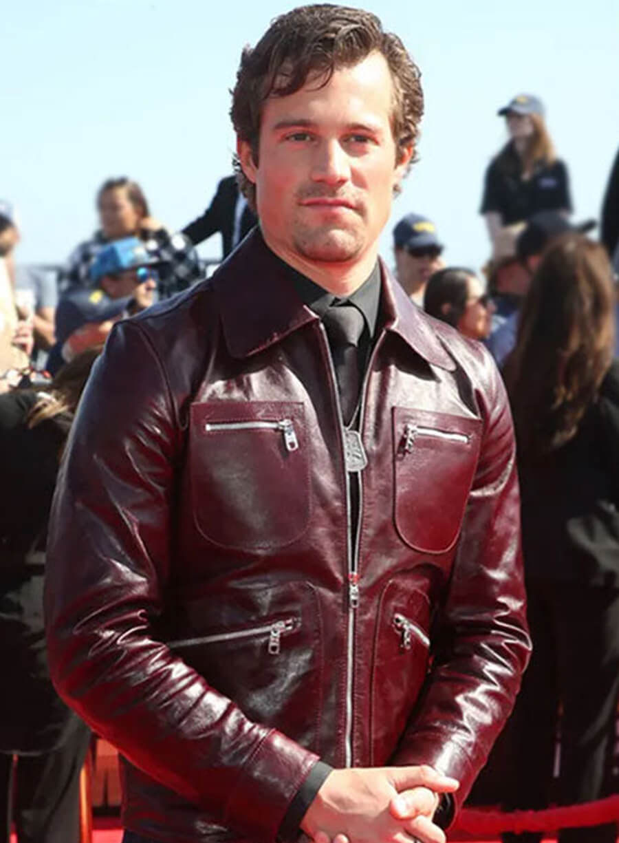 Jake Picking Top Gun Premiere Leather Jacket