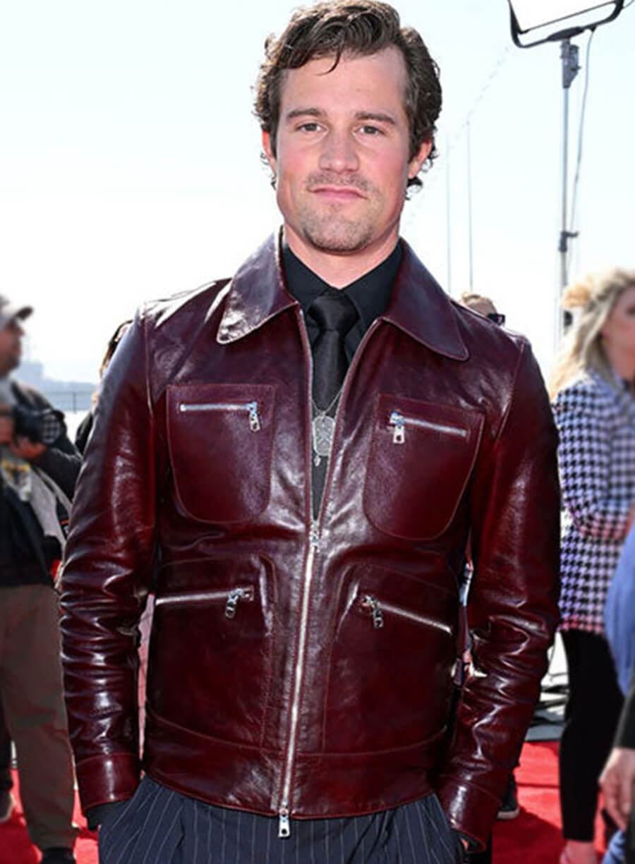 Jake Picking Top Gun Premiere Leather Jacket
