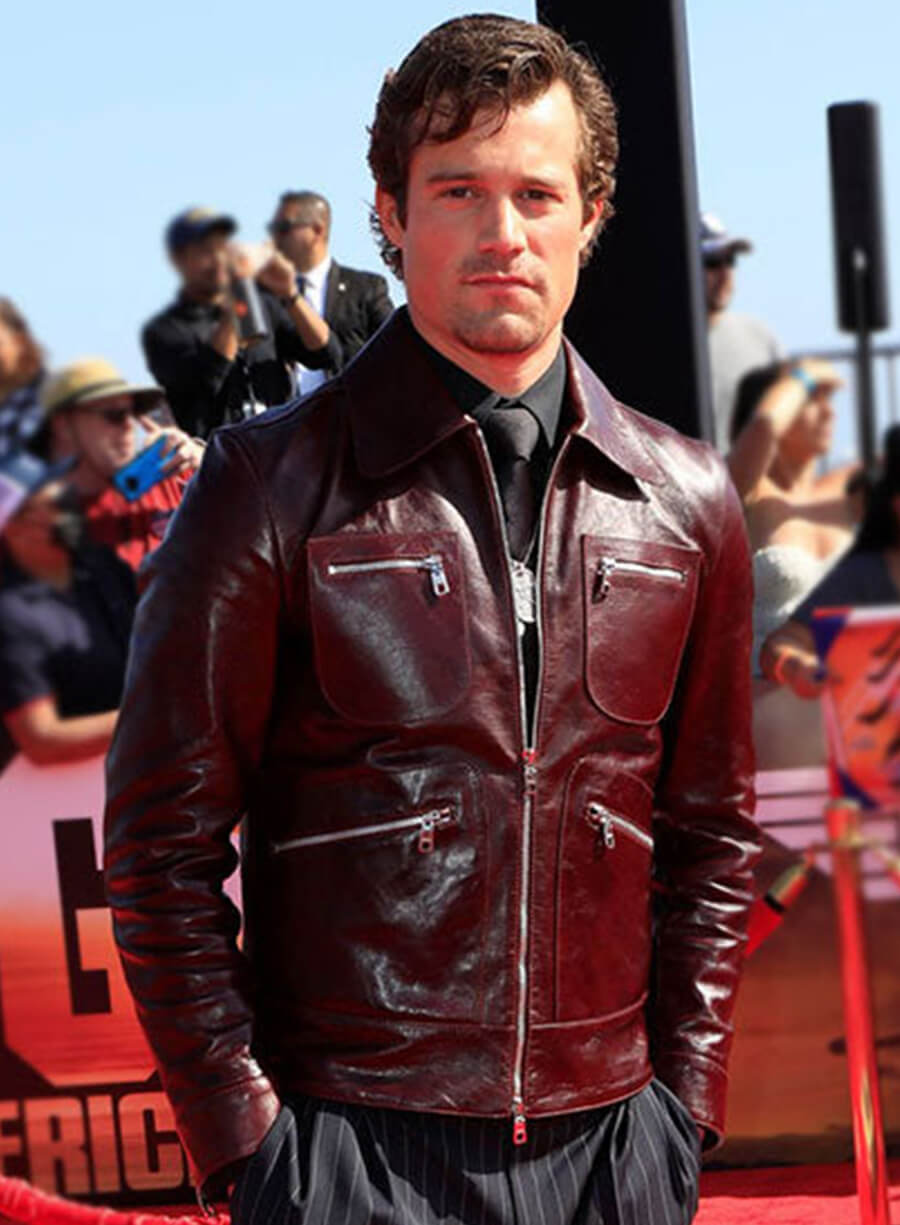 Jake Picking Top Gun Premiere Leather Jacket