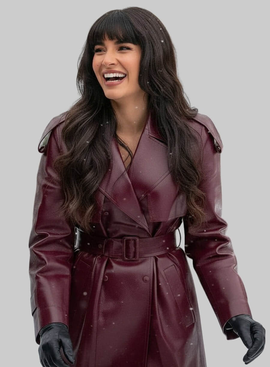 Jameela Jamil A Merry Little Ex-Mas Leather Coat
