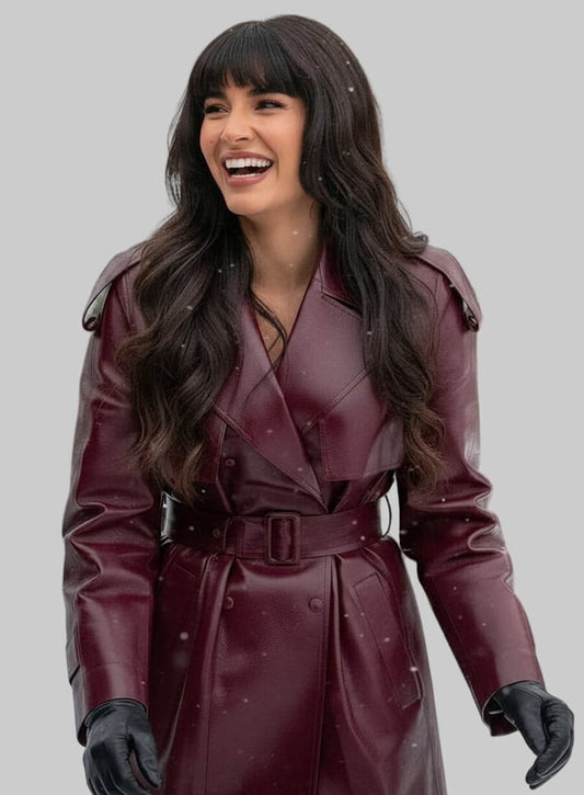 Jameela Jamil A Merry Little Ex-Mas Leather Coat