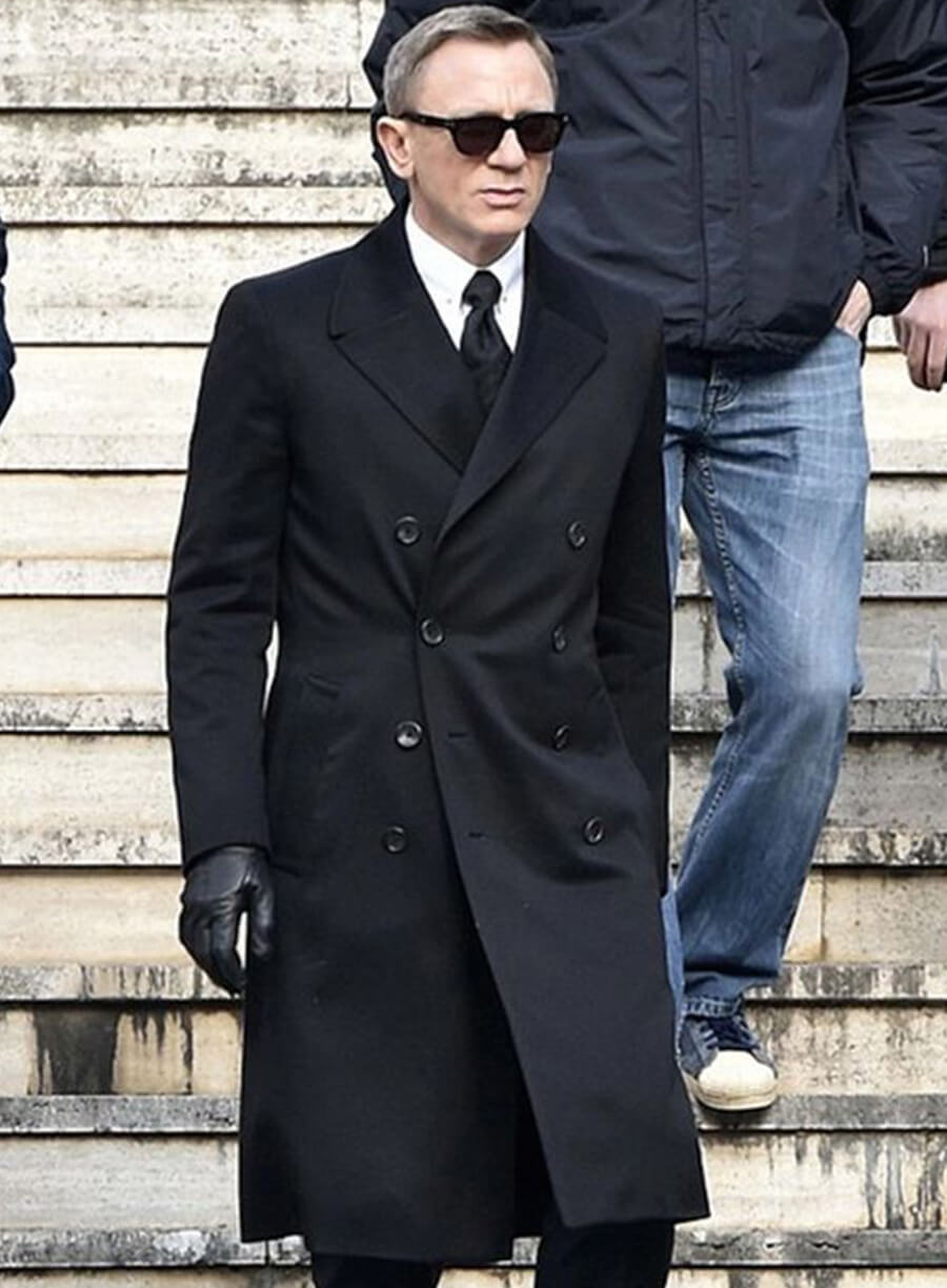 James Bond Spectre Black Wool Coat