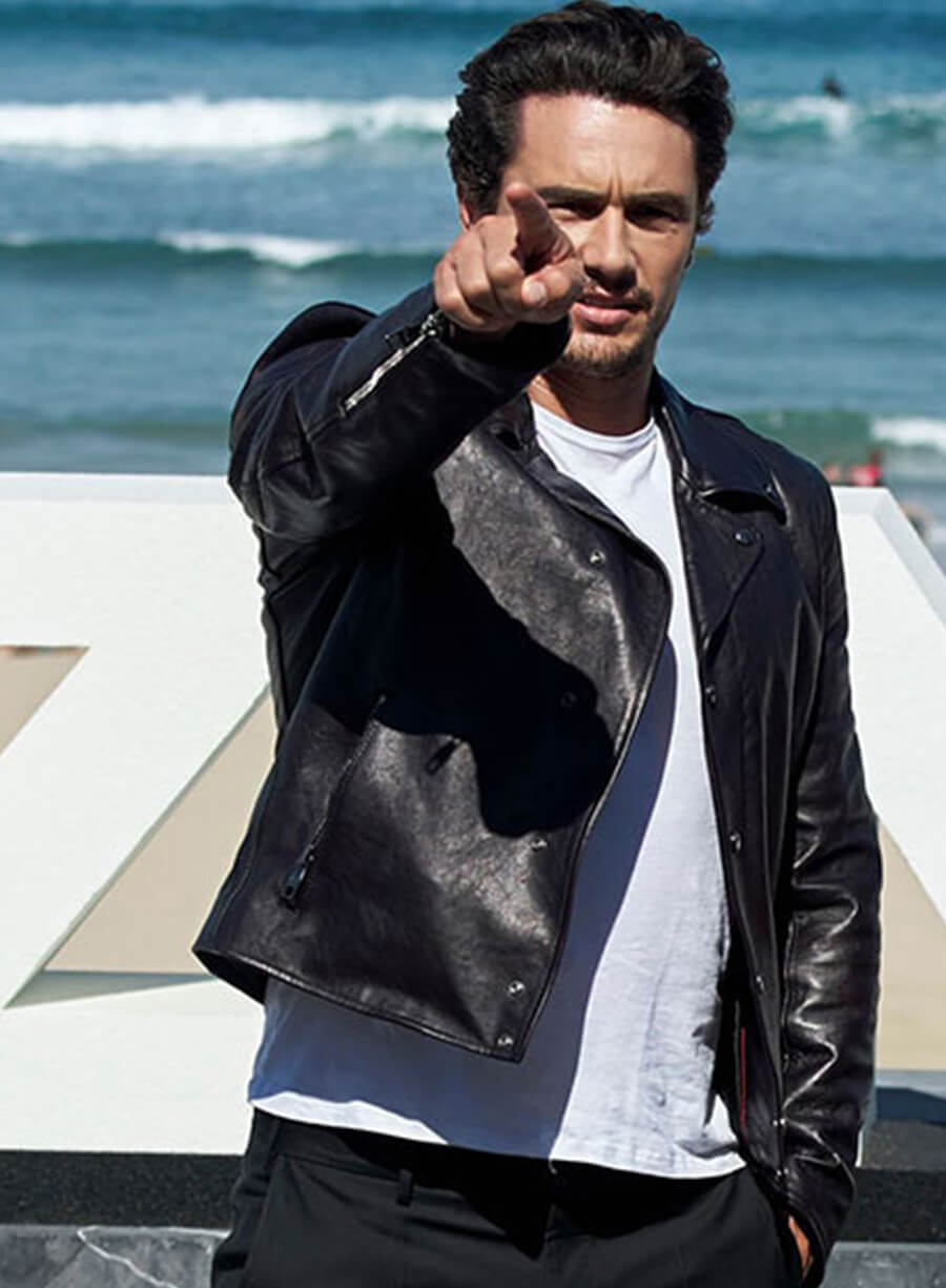 James Franco Black Biker Leather Jacket