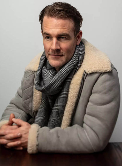 James Van Der Beek Grey Suede Leather Jacket