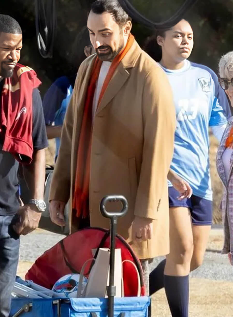 Jamie Demetriou Back in Action 2025 Brown Coat
