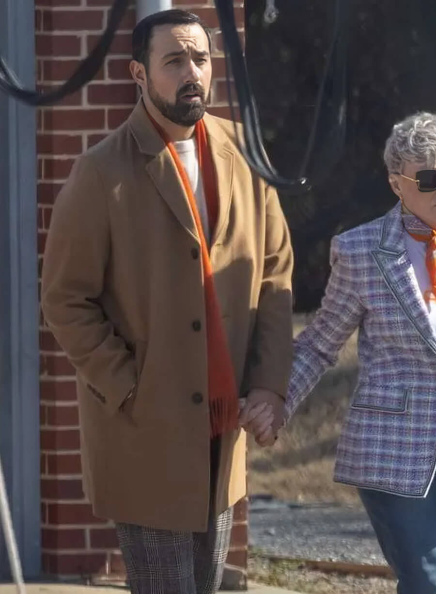 Jamie Demetriou Back in Action 2025 Brown Coat