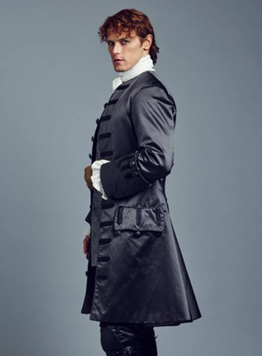 Jamie Fraser Outlander Black Leather Coat