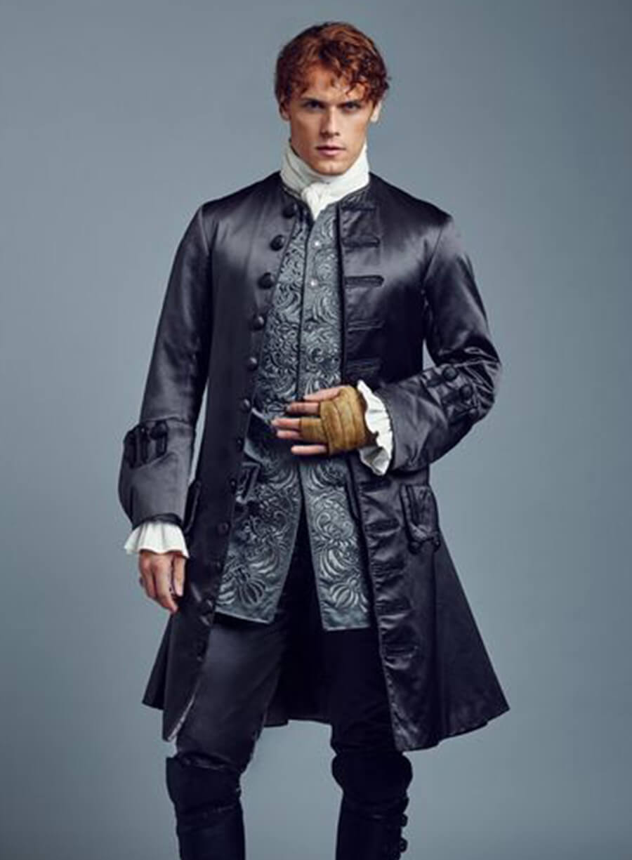 Jamie Fraser Outlander Black Leather Coat