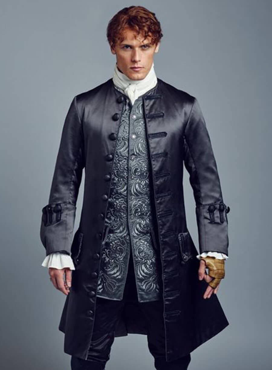 Jamie Fraser Outlander Black Leather Coat