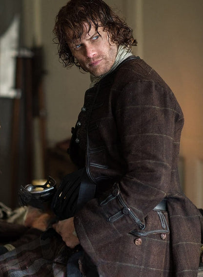 Jamie Fraser Outlander Brown Wool Jacket