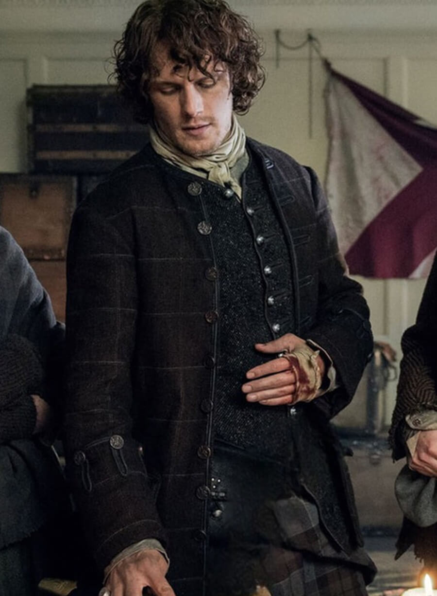 Jamie Fraser Outlander Brown Wool Jacket