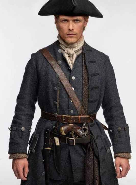 Jamie Fraser Outlander Dark Grey Fur Coat