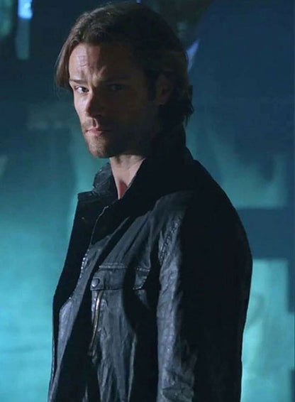  Jared Padalecki Supernatural Black Leather Jacket