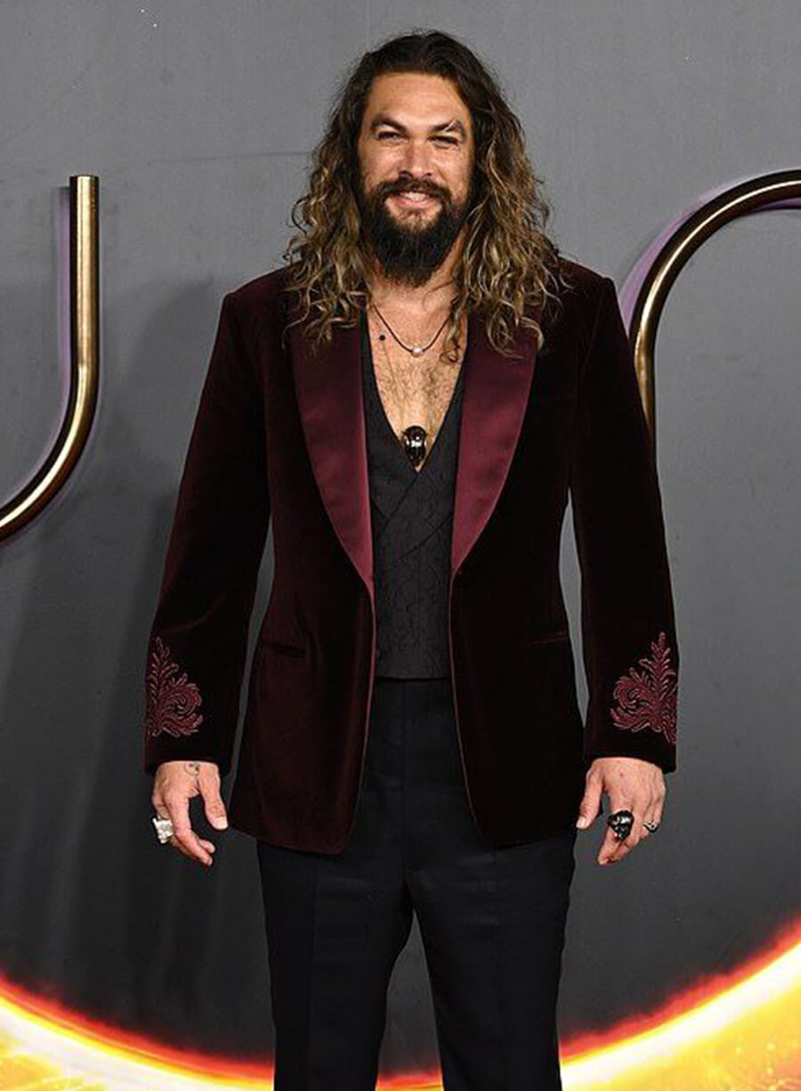 Jason Momoa Maroon Velvet Blazer