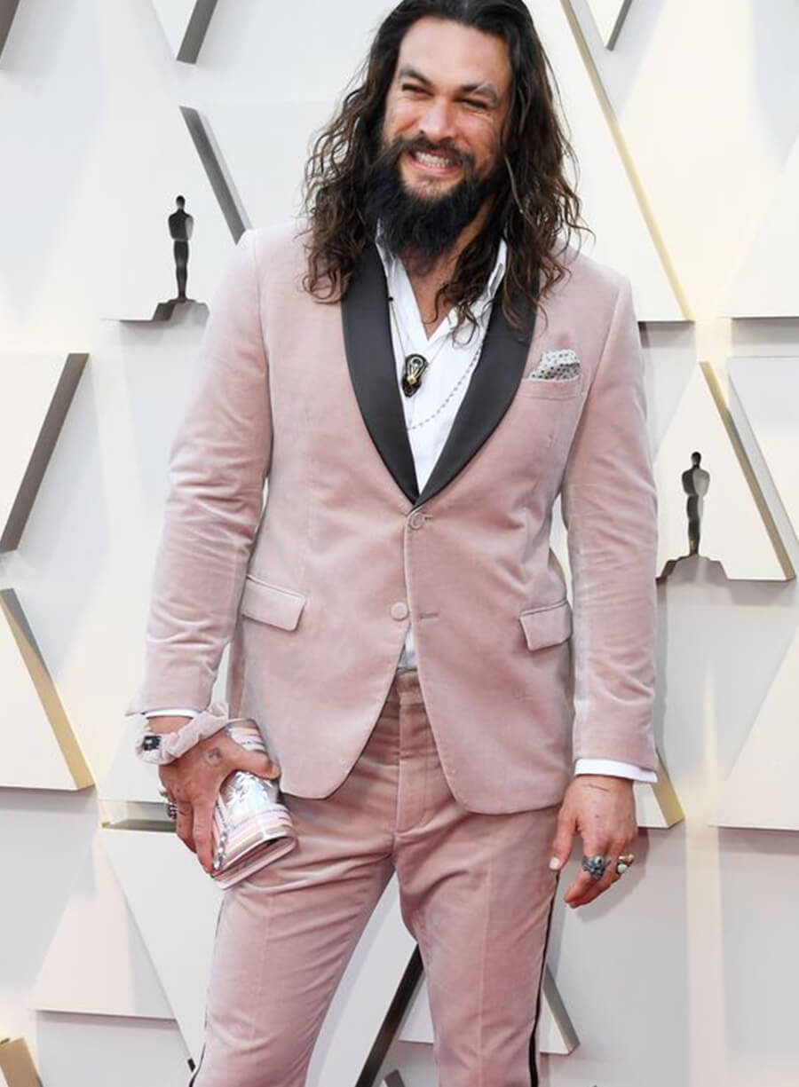 Jason Momoa Pink Velvet Suit