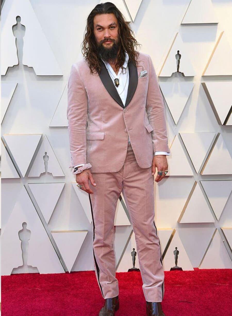 Jason Momoa Pink Velvet Suit