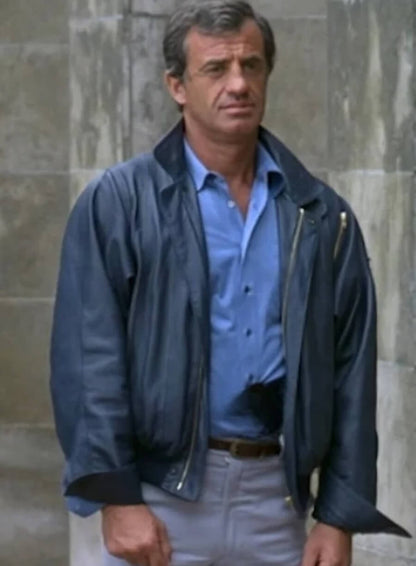 Jean-Paul Belmondo The Professional Blue Leather Jacket