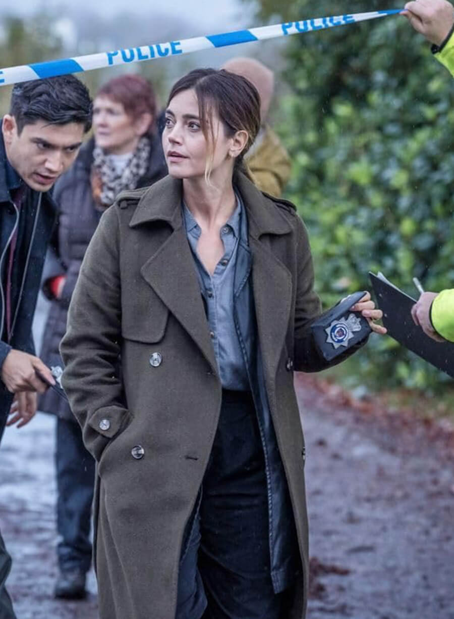 Jenna Coleman The Jetty Grey Trench Coat