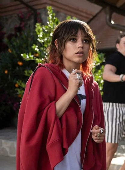 Jenna Ortega Death of a Unicorn 2025 Red Hoodie