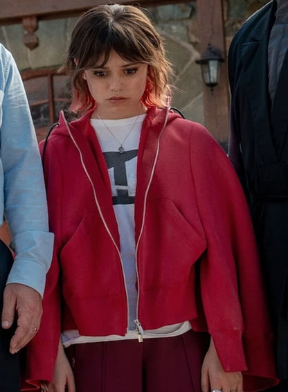 Jenna Ortega Death of a Unicorn 2025 Red Hoodie
