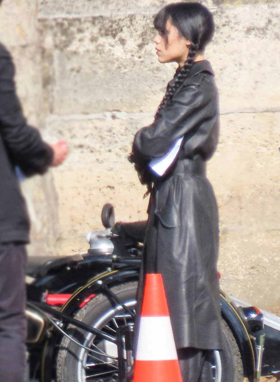 Jenna Ortega Wednesday S03 Black Leather Coat