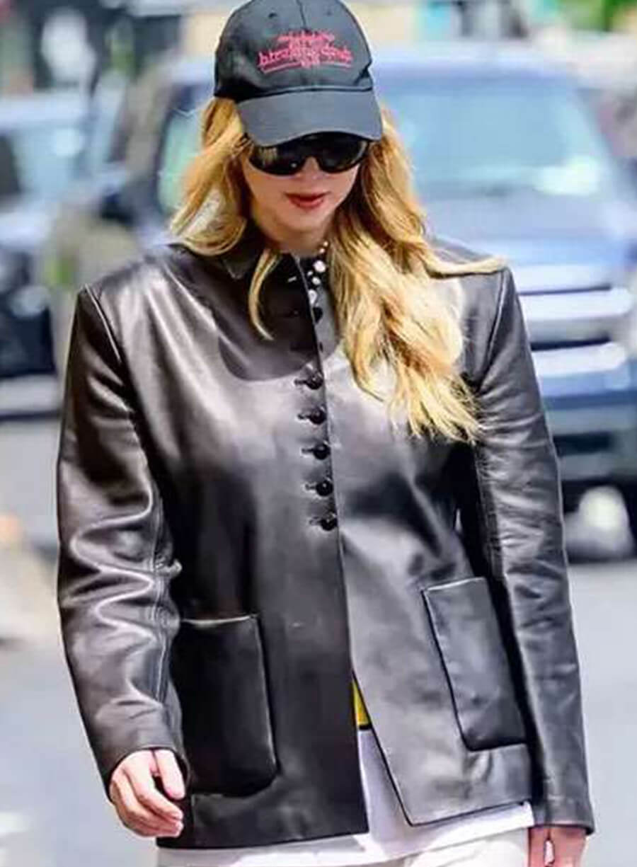 Jennifer Lawrence 2025 Leather Blazer
