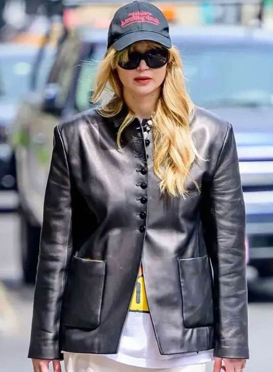 Jennifer Lawrence 2025 Leather Blazer