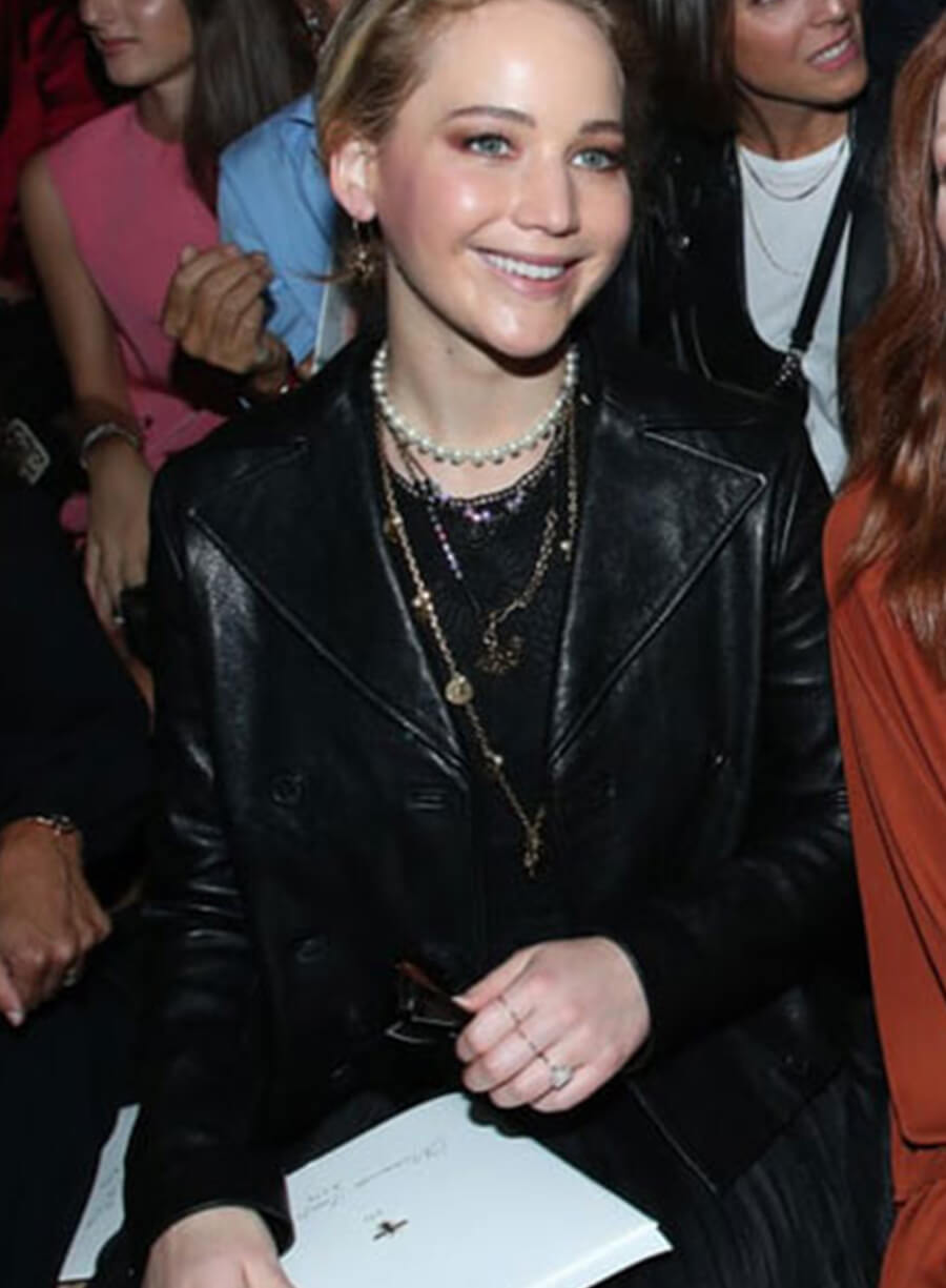 Jennifer Lawrence Black Leather Jacket