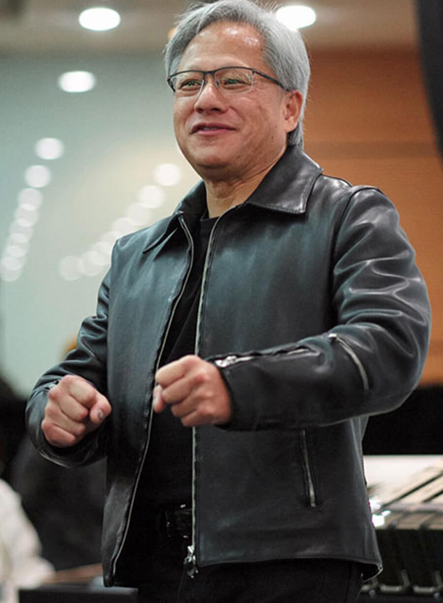 Jensen Huang Black Leather Jacket