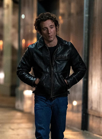 Jeremy Allen Springsteen 2025 Black Leather Jacket
