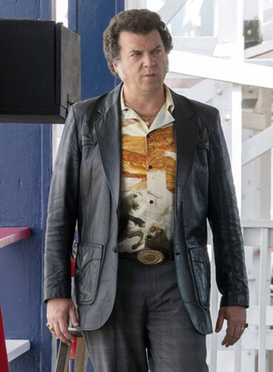Jesse Gemstone The Righteous Gemstones Black Leather Blazer