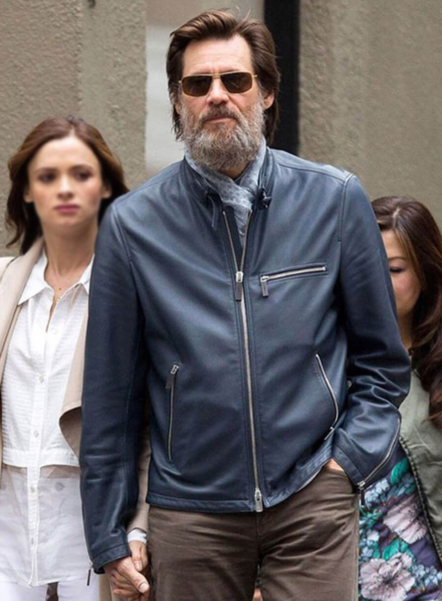 Jim Carrey Blue Leather Jacket