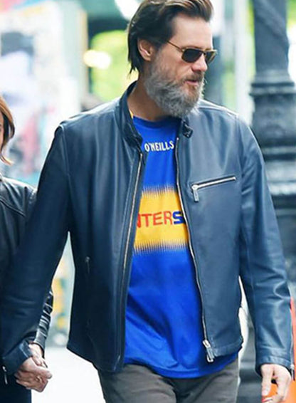 Jim Carrey Blue Leather Jacket