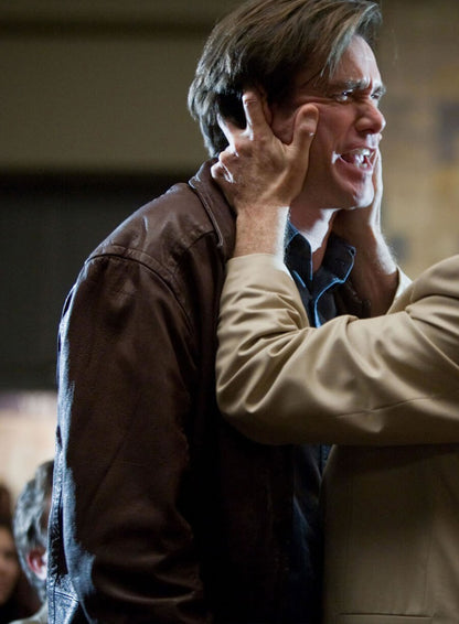 Jim Carrey Yes Man Brown Leather Jacket