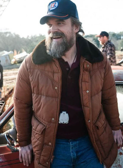 Jim Hopper Stranger Things S05 Brown Puffer Jacket 