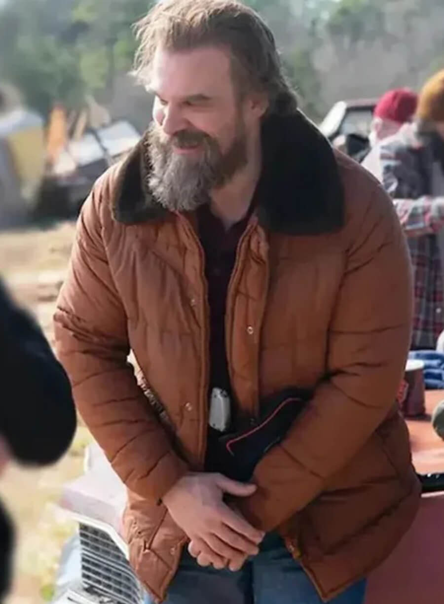 Jim Hopper Stranger Things S05 Brown Puffer Jacket 