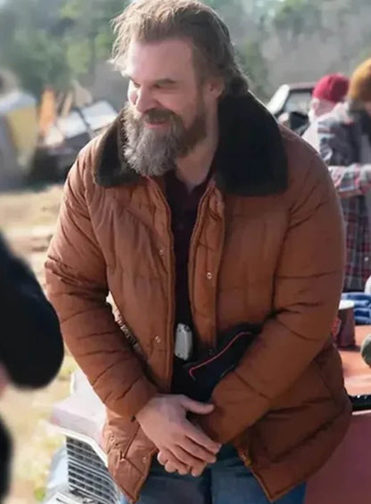 Jim Hopper Stranger Things S05 Brown Puffer Jacket 