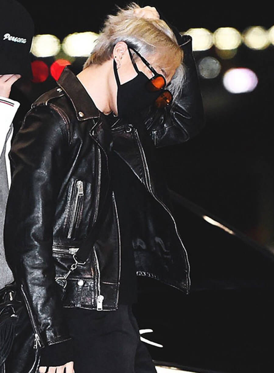 Jimin Black Biker Leather Jacket