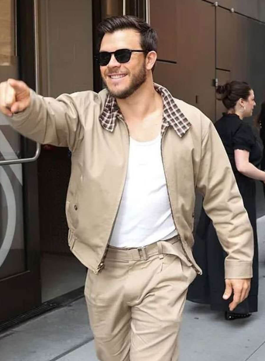 Jimmy Tatro ABC studios In NYC Cream Jacket