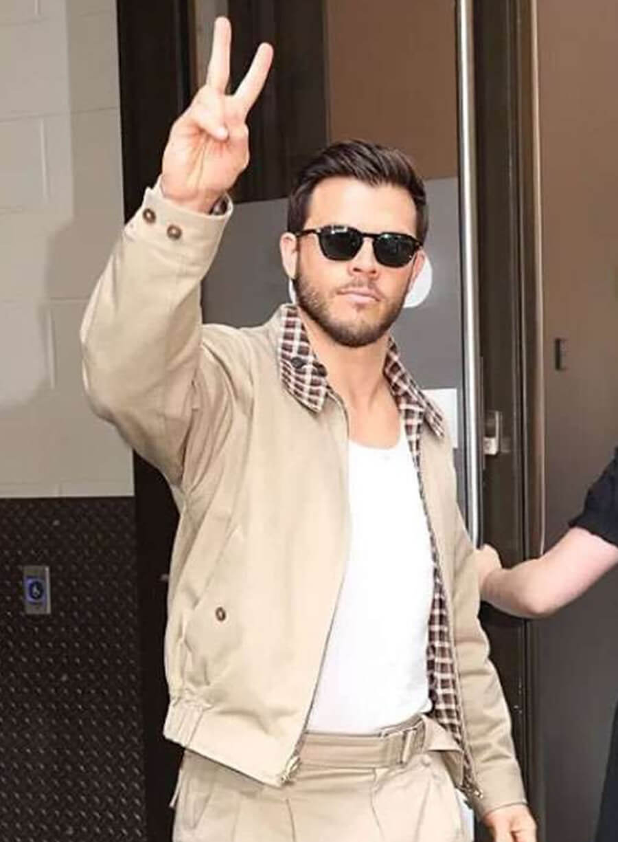 Jimmy Tatro ABC studios In NYC Cream Jacket