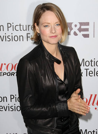 Jodie Foster Black Leather Jacket