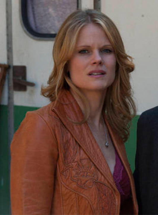 Joelle Carter Justified Tan Leather Blazer