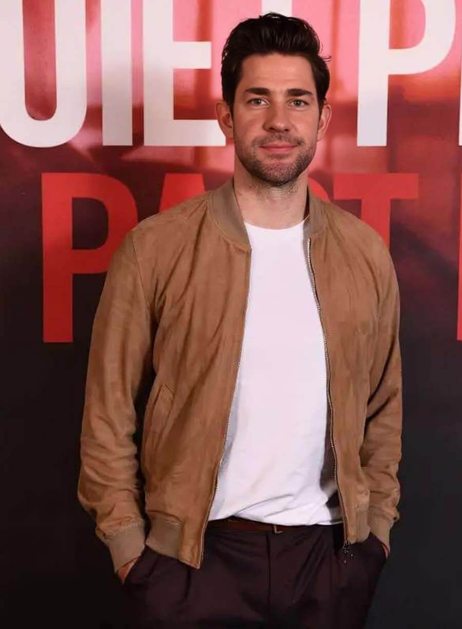 John Krasinski A Quiet Place Part II Brown Leather Jacket