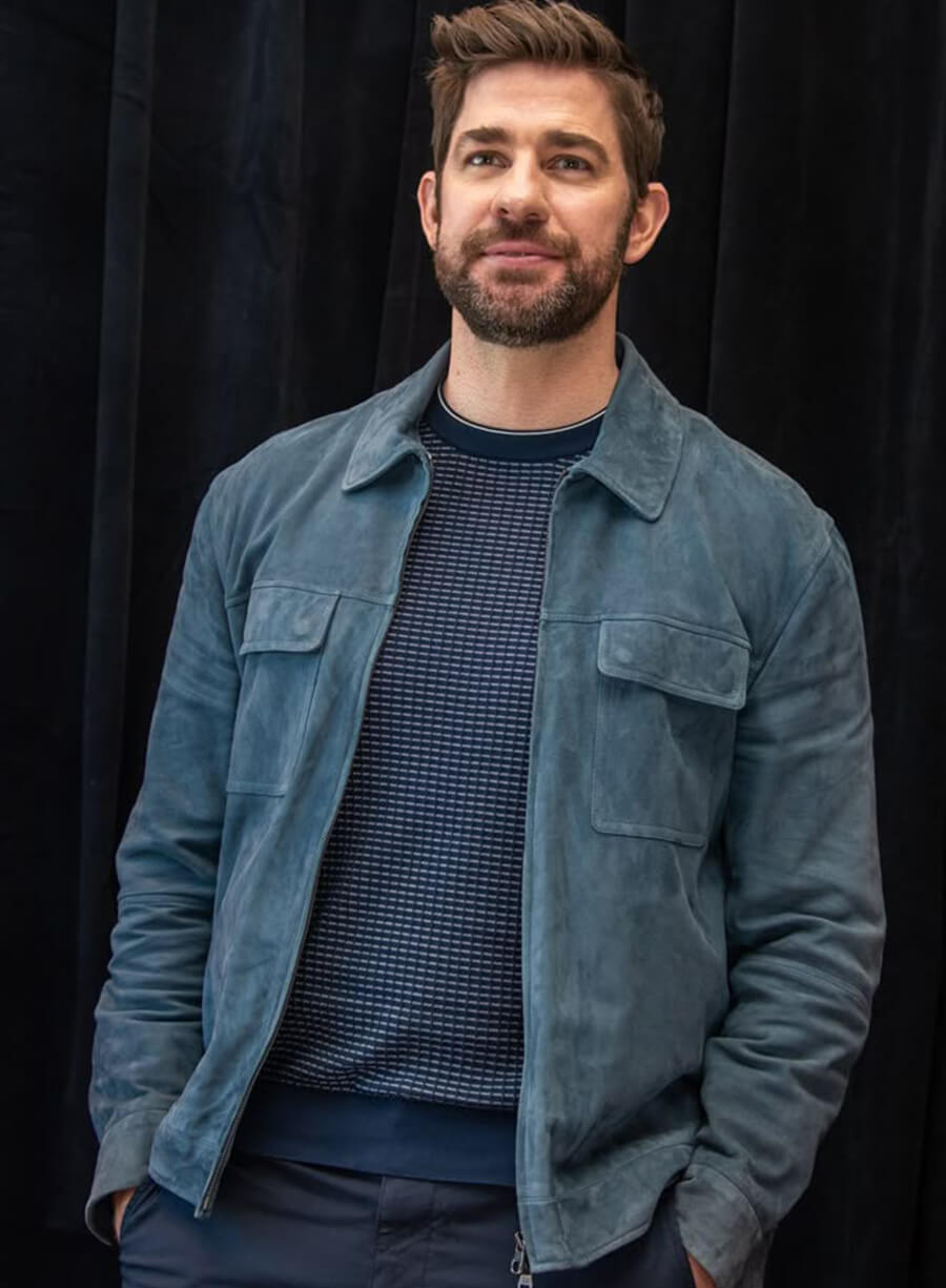 John Krasinski Blue Suede Jacket