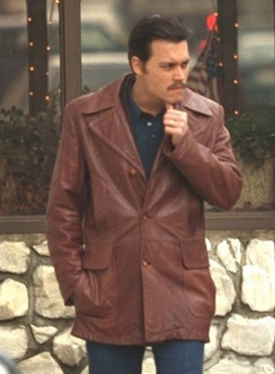 Johnny Depp Donnie Brasco Brown Leather Blazer
